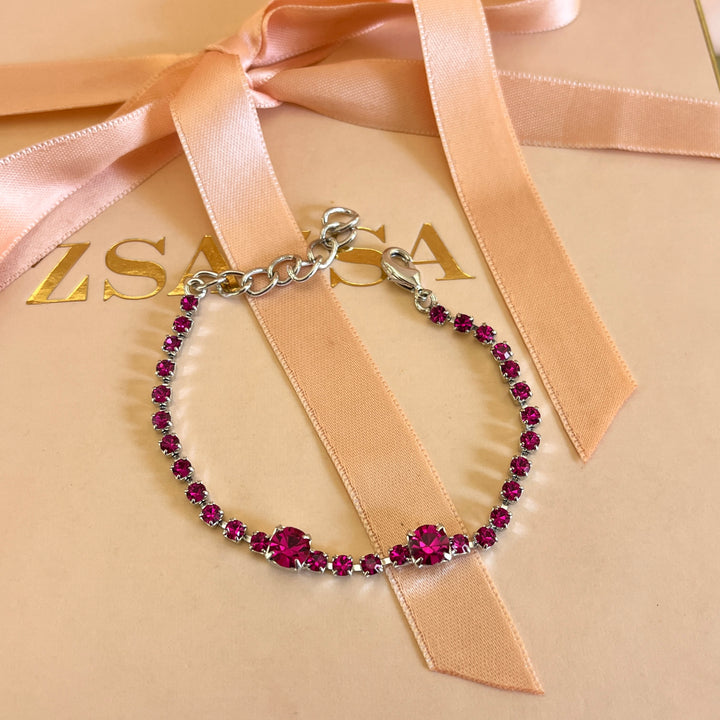 Fuchsia Swarovski crystals bracelet