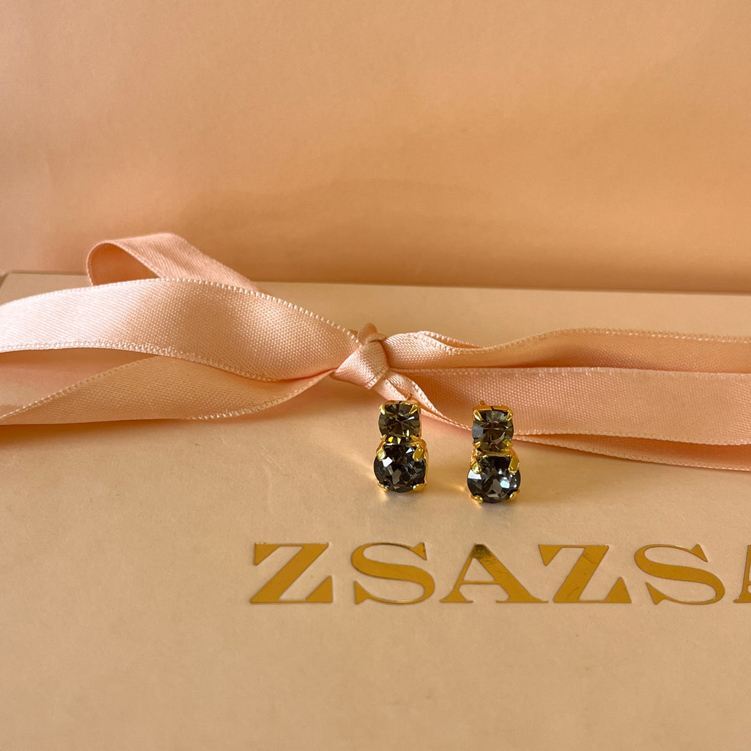 Grey double preciosa crystals studs