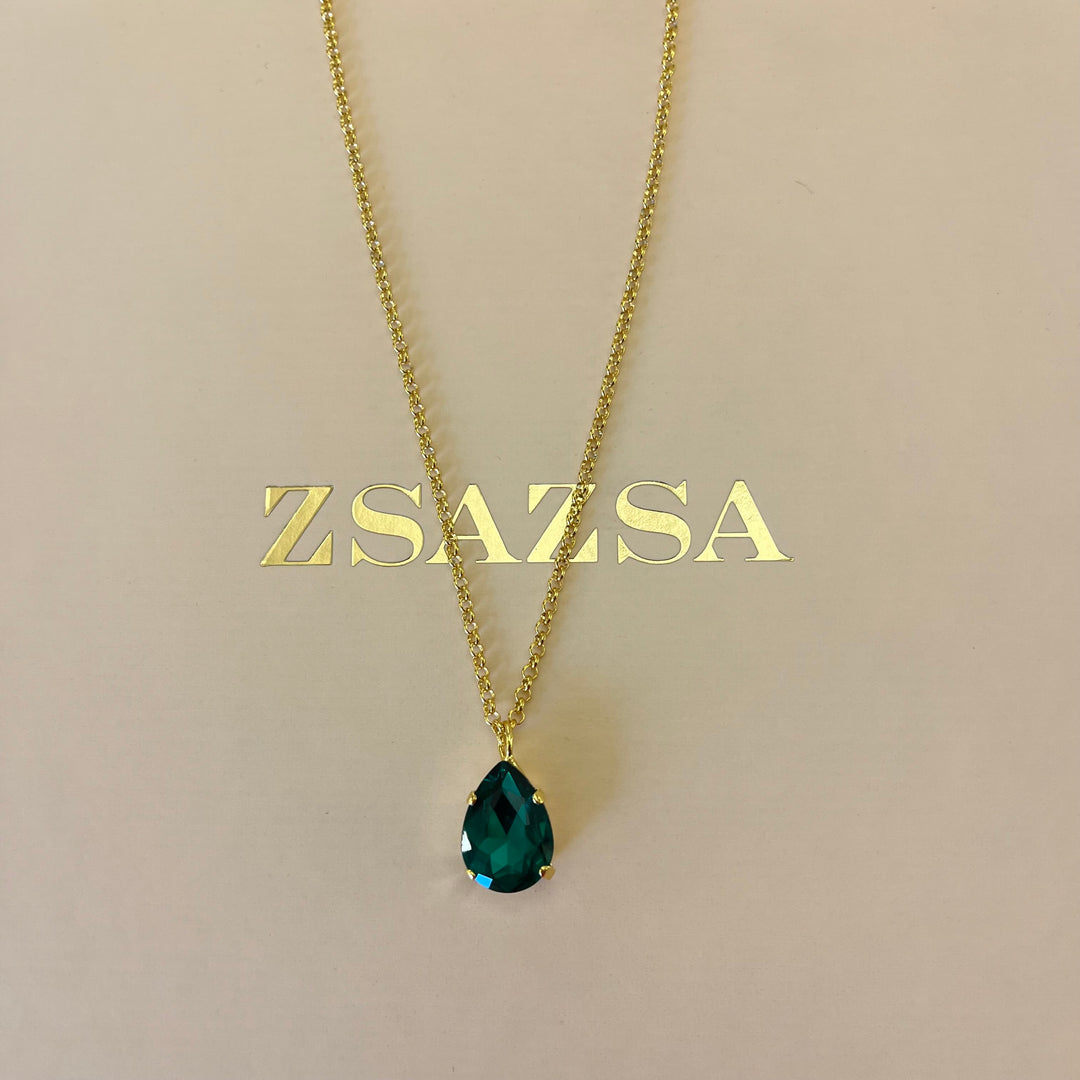 Dark green preciosa crystals set