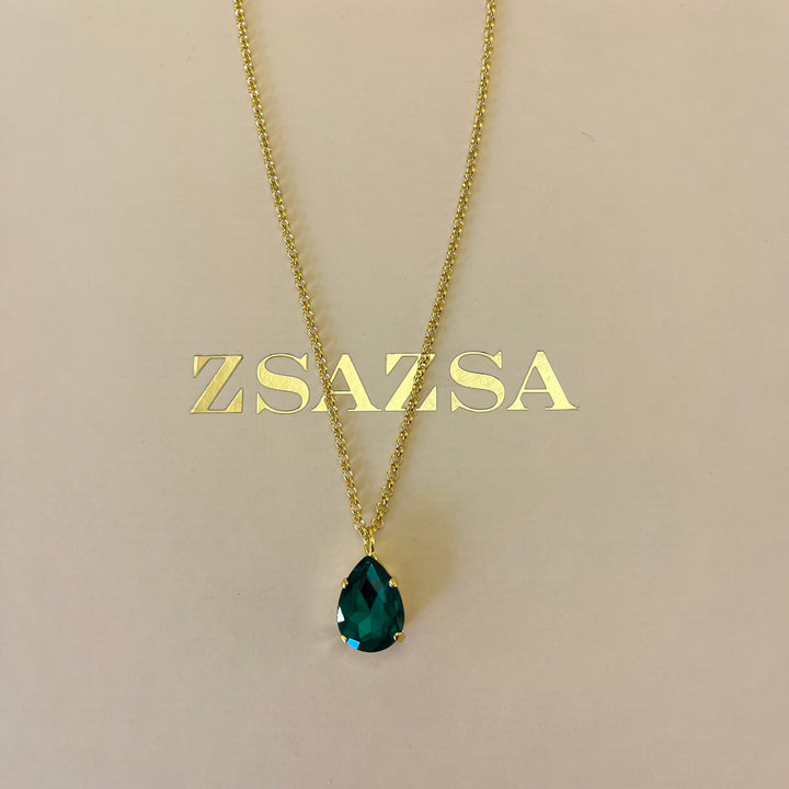 Dark green preciosa crystals set