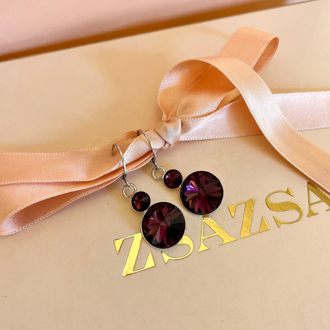 Purple Swarovski crystals hooks and bracelet