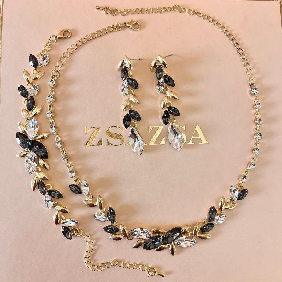 Marquise grey Swarovski crystals set