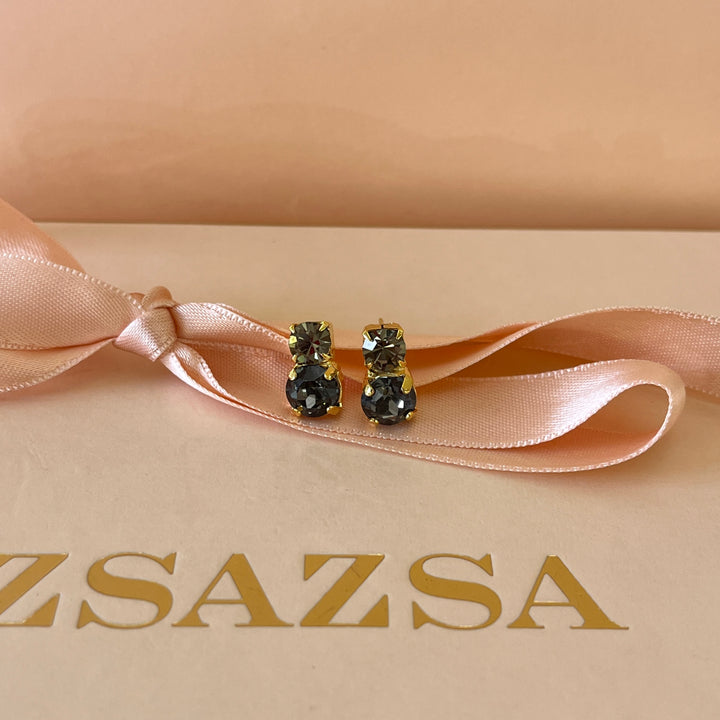 Grey double preciosa crystals studs