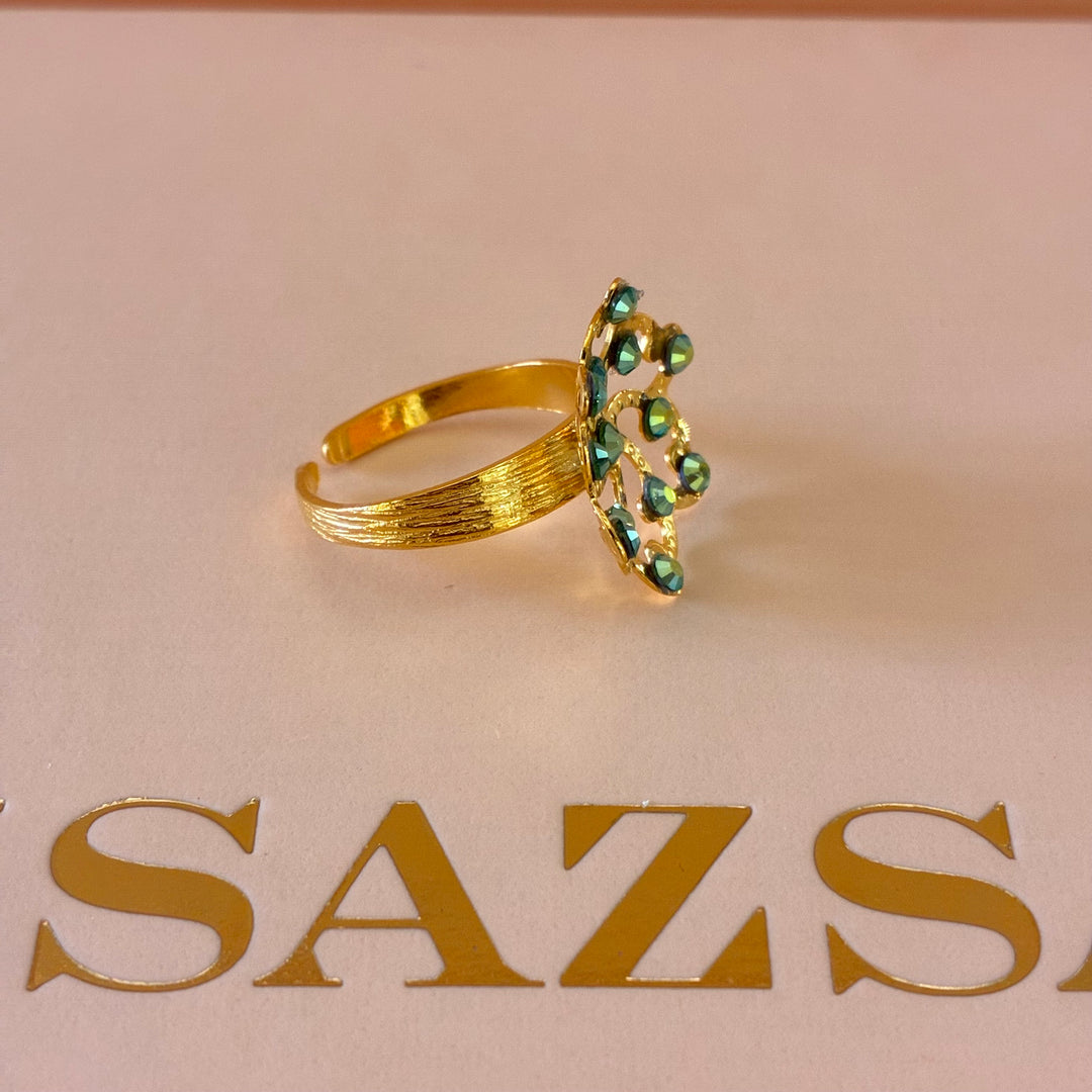 Handmade green gold plated set