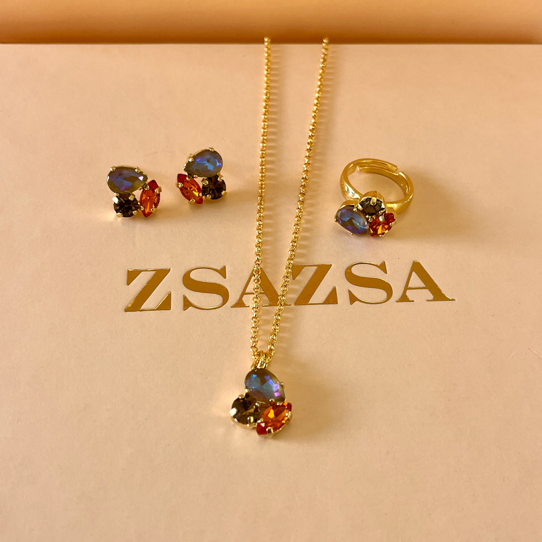 Mix of colour Swarovski crystals set