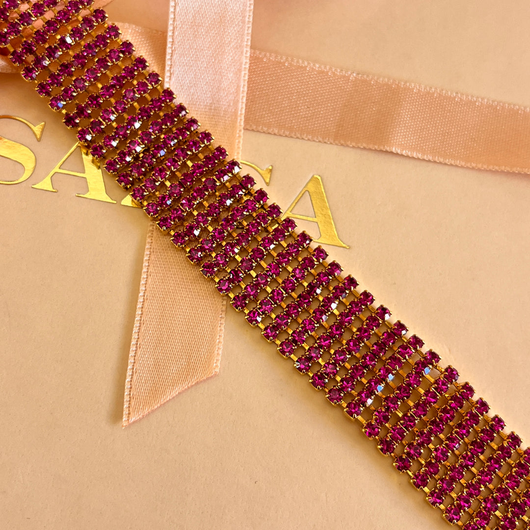 Fuchsia Swarovski crystals 7 rows bracelet