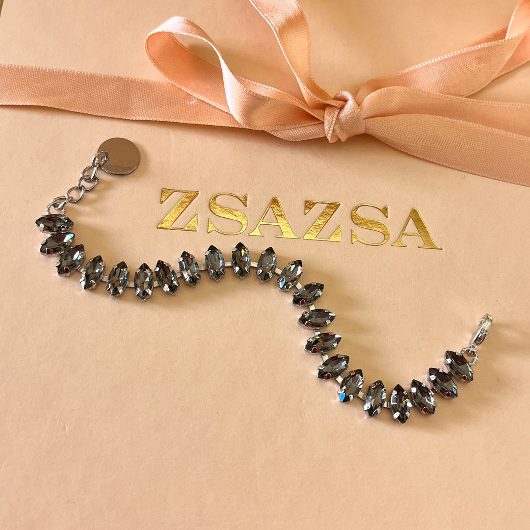 Grey marquise preciosa crystals bracelet