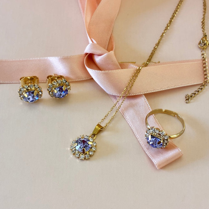 Lilac dainty Preciosa crystals gold plated set