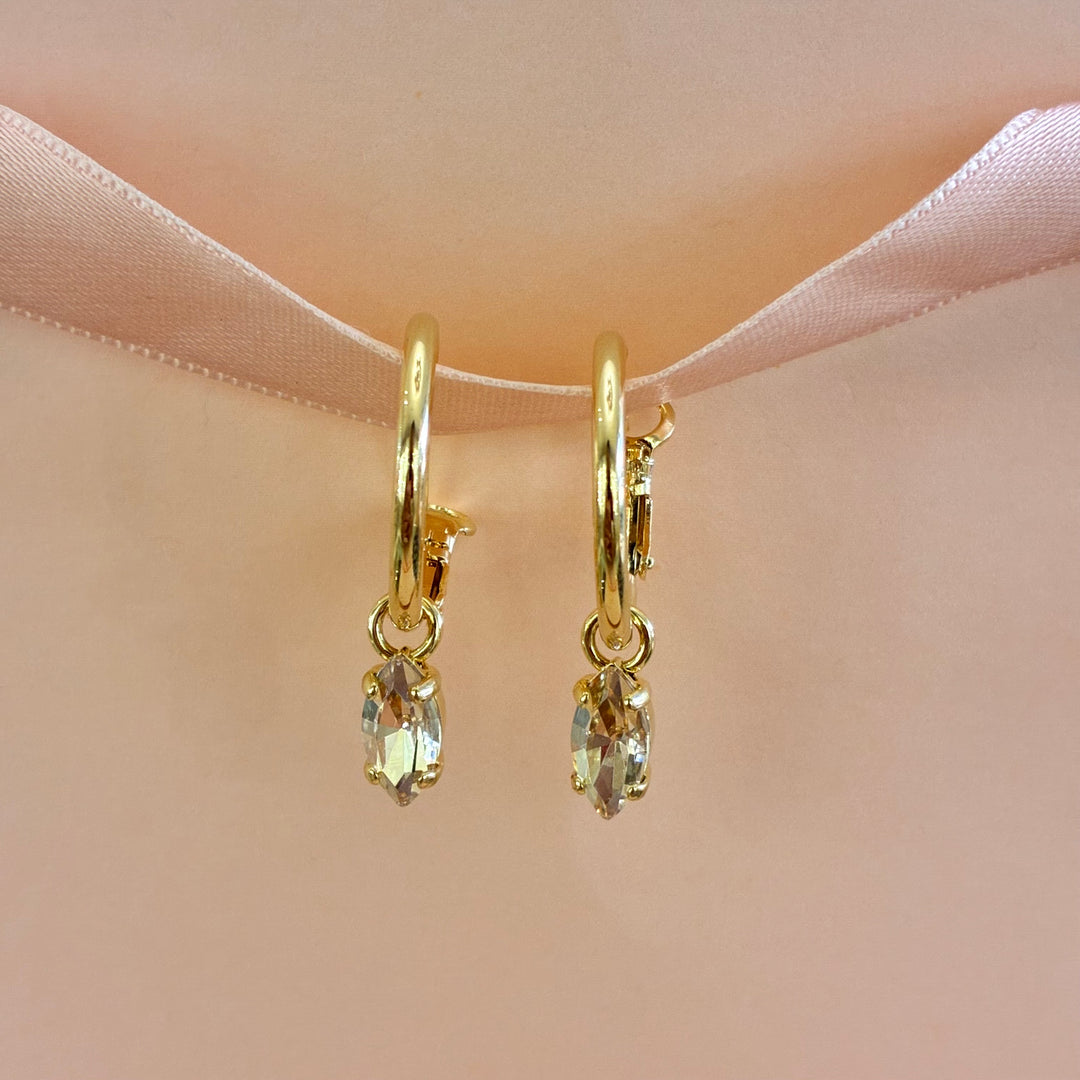 Champagne Swarovski crystals gold plated hoops