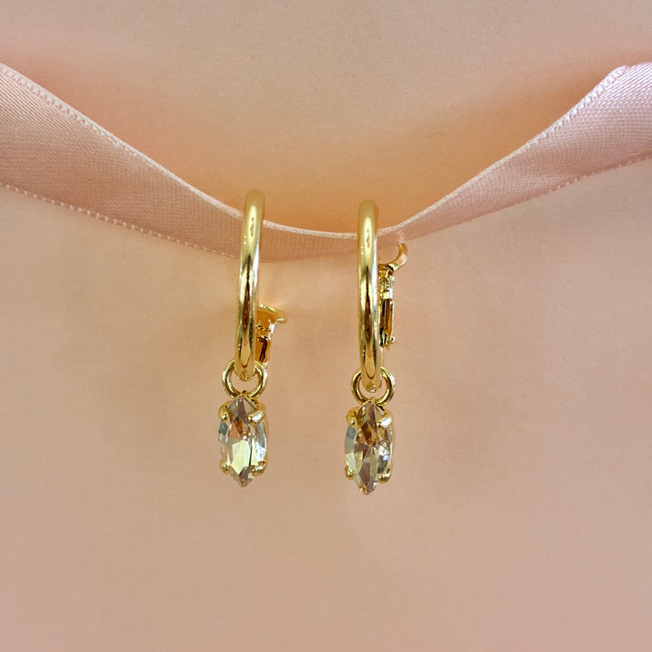Champagne Swarovski crystals gold plated hoops