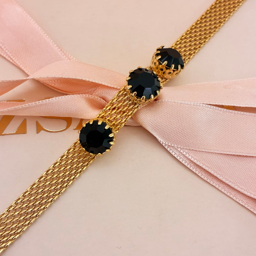 3 Black stones Preciosa crystals bracelet