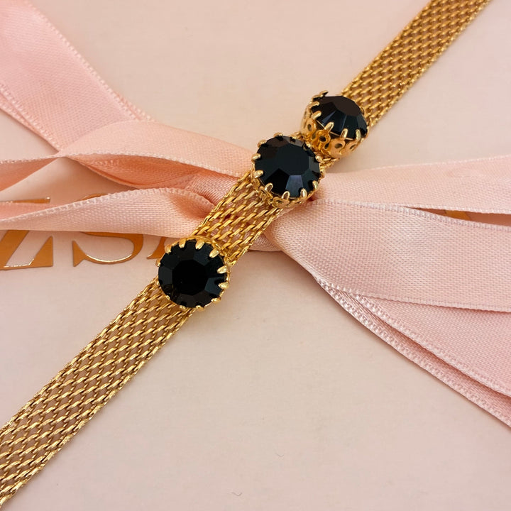 3 Black stones Preciosa crystals bracelet