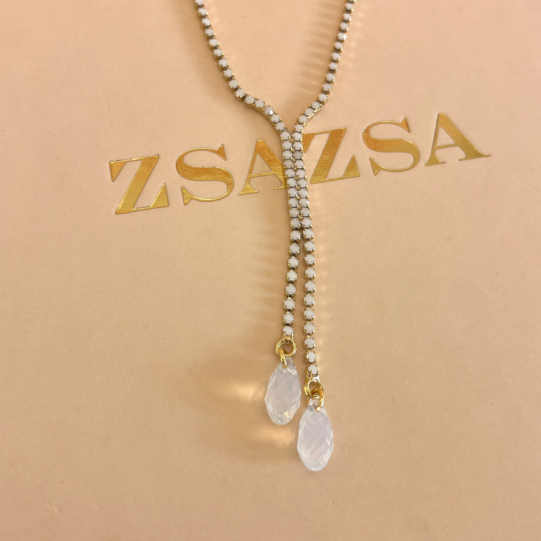 White Swarovski crystals necklace