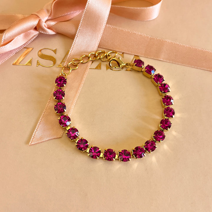 Fuchsia preciosa crystals bracelet
