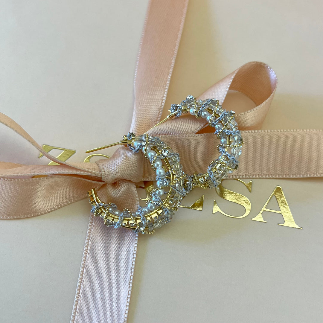 Handmade pearls hoops