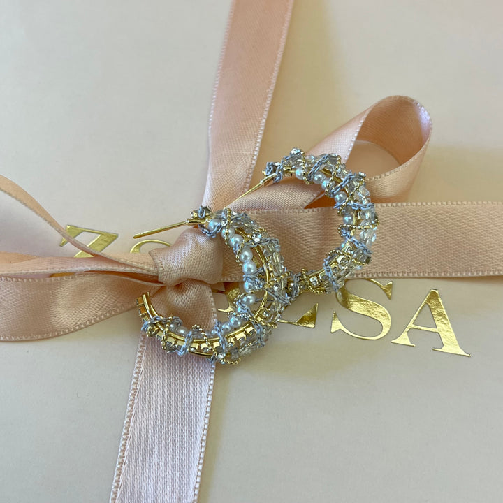 Handmade pearls hoops