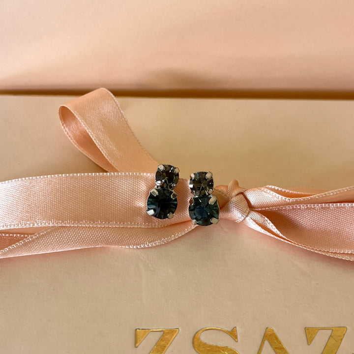 Grey double preciosa crystals studs