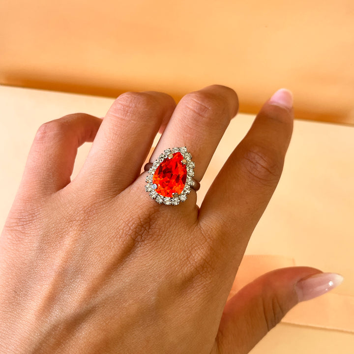 Orange teardrop preciosa crystals set