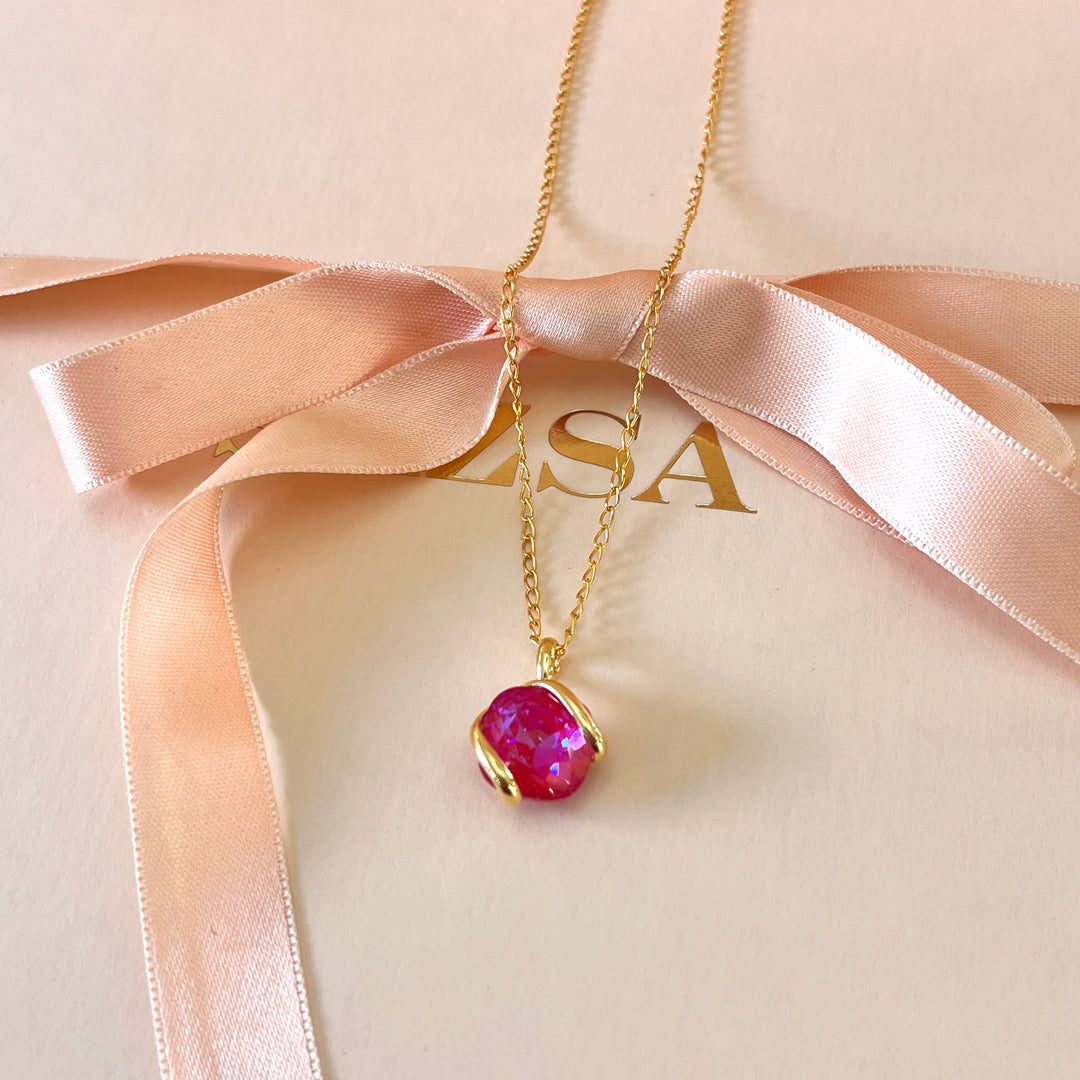 Fuchsia murano crystals set