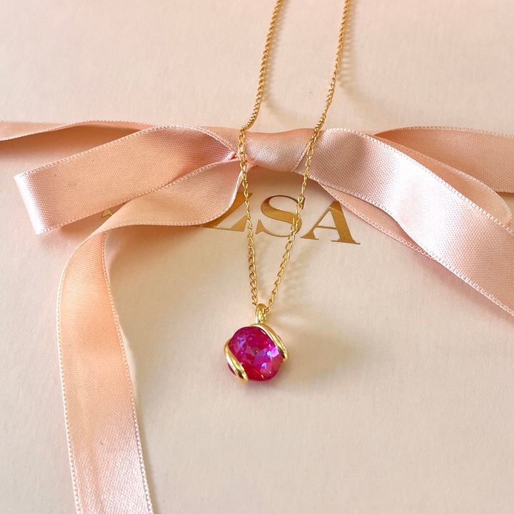 Fuchsia murano crystals set