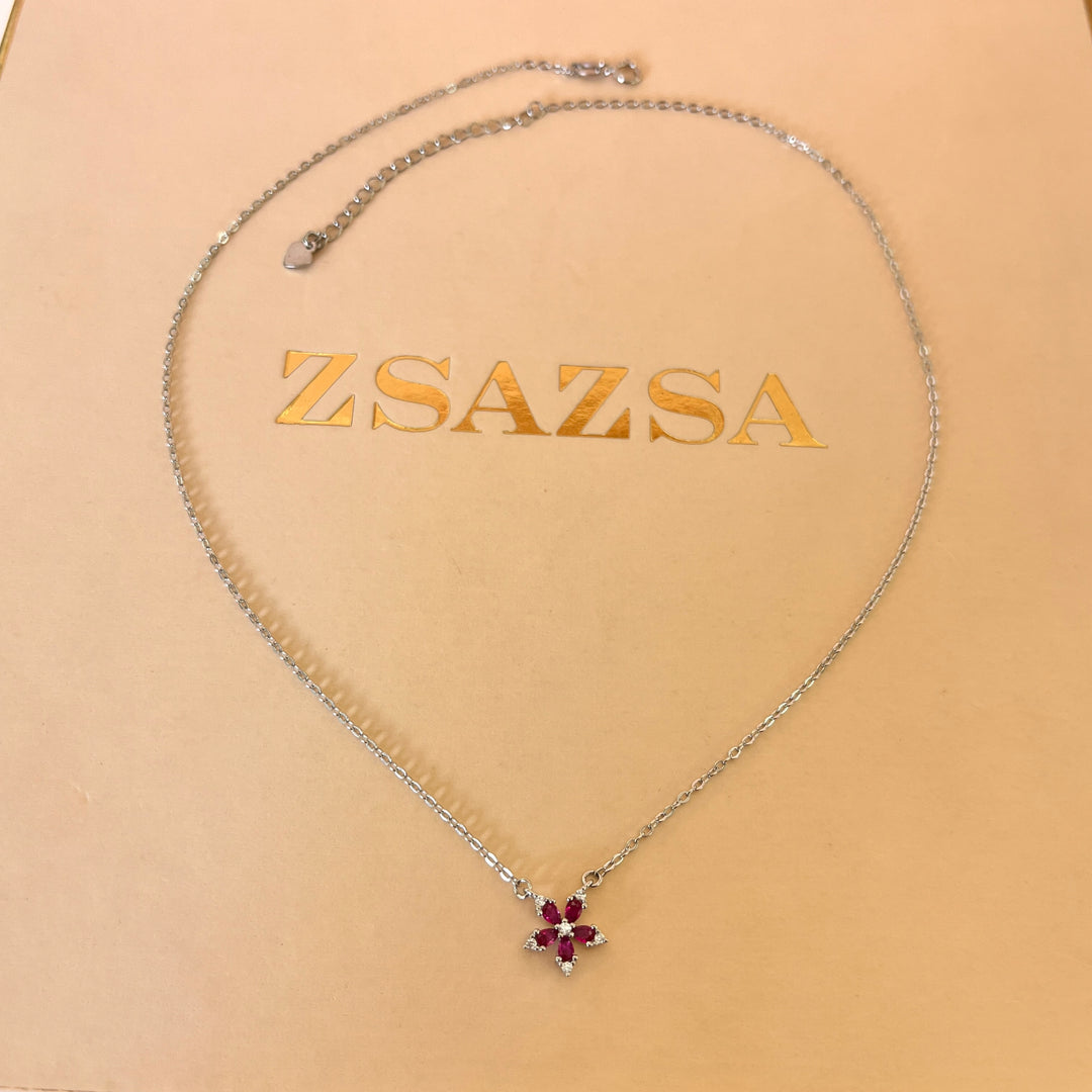 Fuchsia flower zircone set