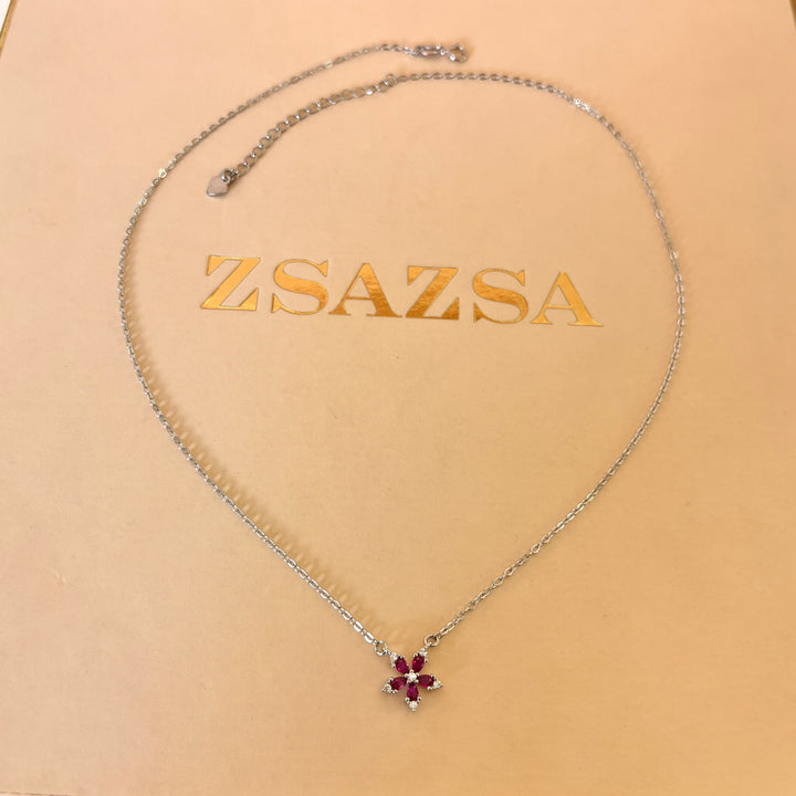 Fuchsia flower zircone set