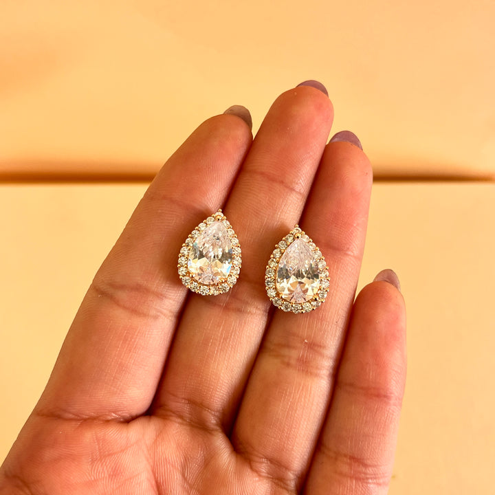Teardrop zircone rose gold plated earrings