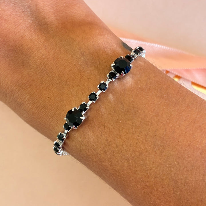 Black Preciosa crystals silver bracelet