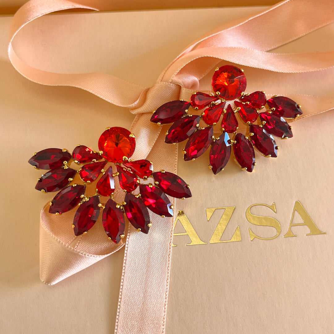 Shade of red Swarovski crystals earrings