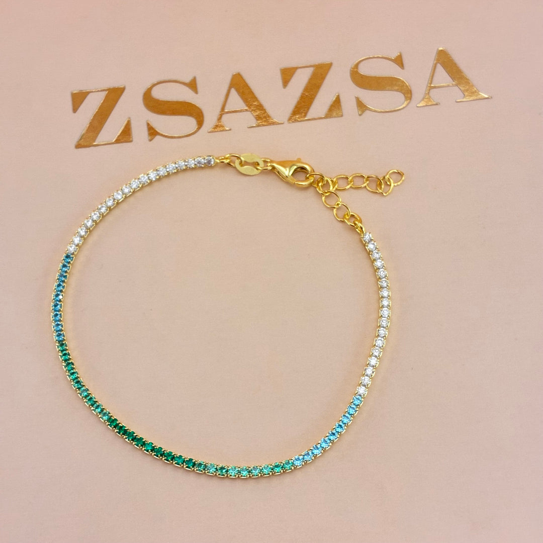 Green Sterling silver gold plated set