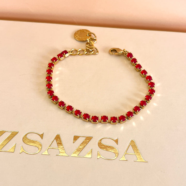 Matte red preciosa crystals bracelet