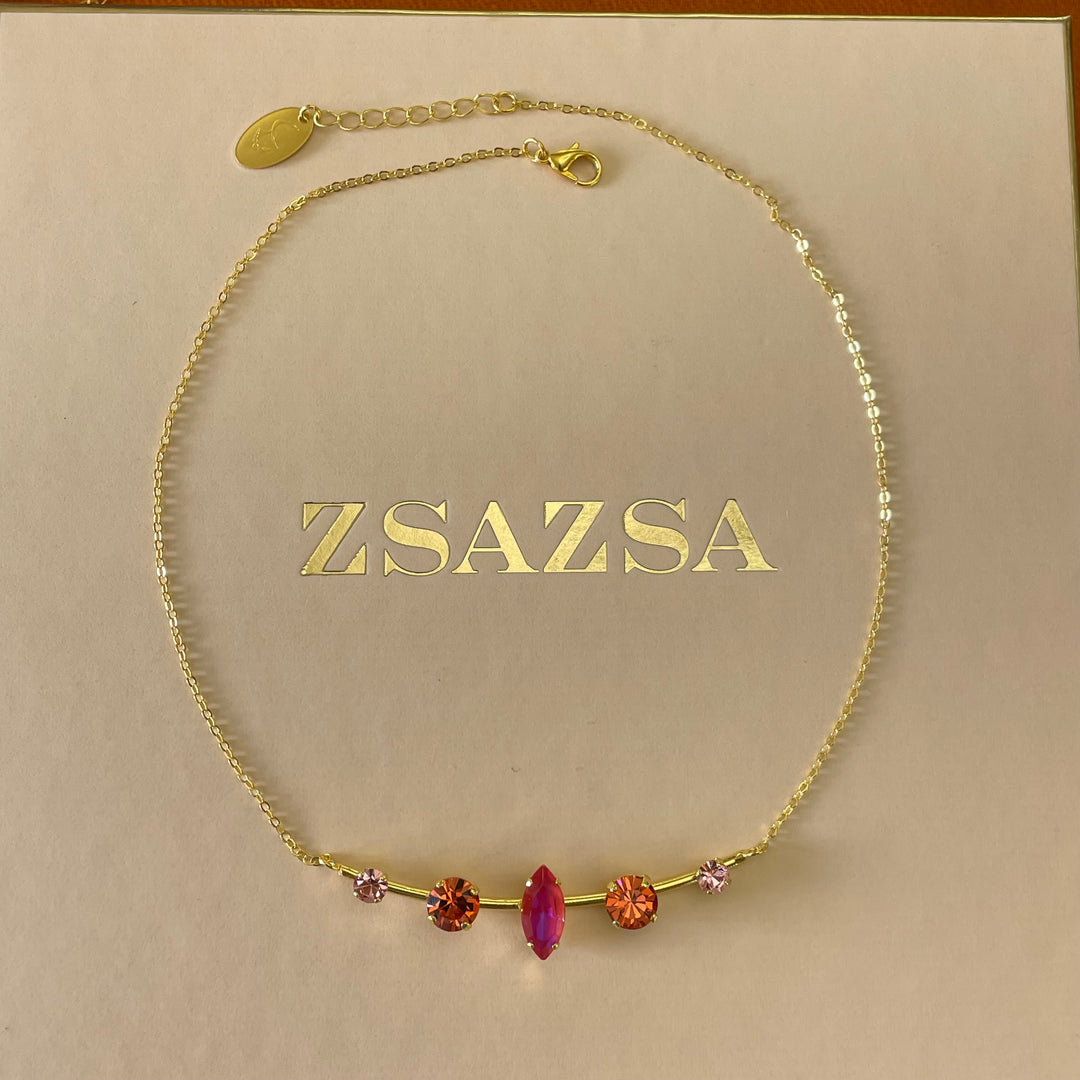 orange and fuchsia Swarovski Crystals set