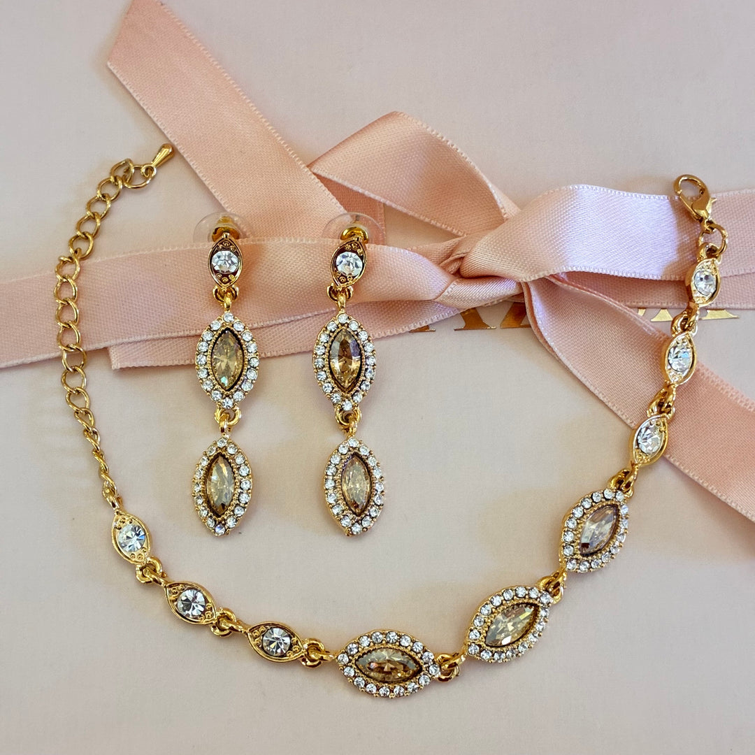 Marquise champagne gold plated set