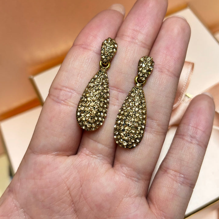 Bronze rhinestone teardrop earrings