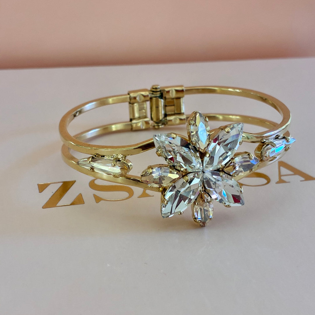 Flower Champagne Swarovski crystals set