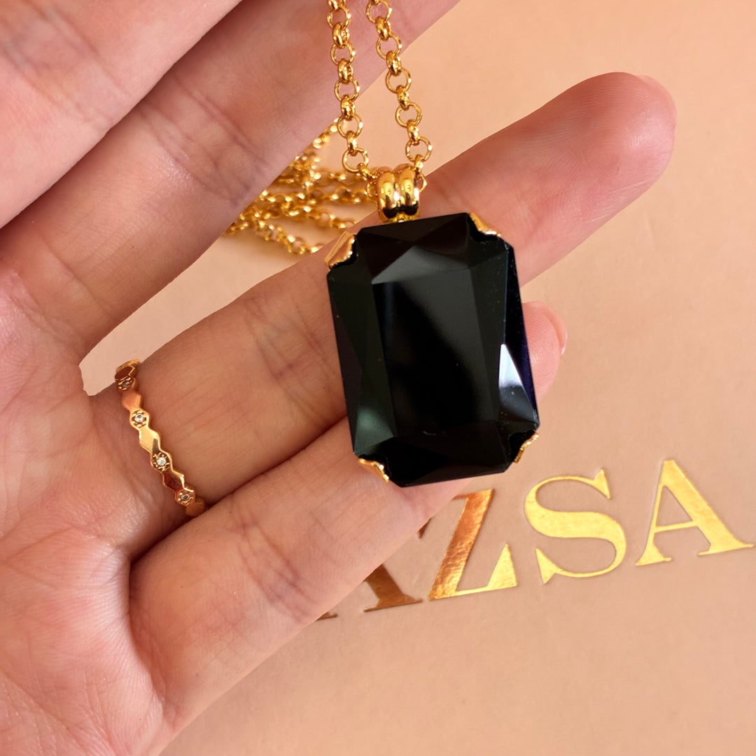 Black rectangular Preciosa crystals set
