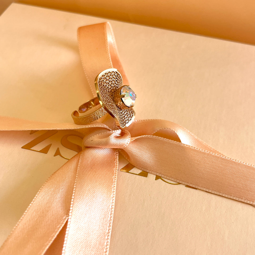 Aurora borealis Swarovski crystals and pearls handmade set