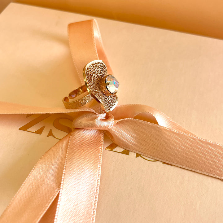 Aurora borealis Swarovski crystals and pearls handmade set