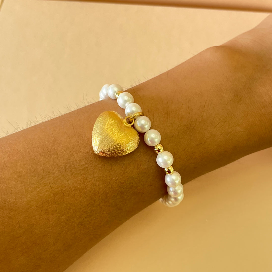 Heart gold & pearls set