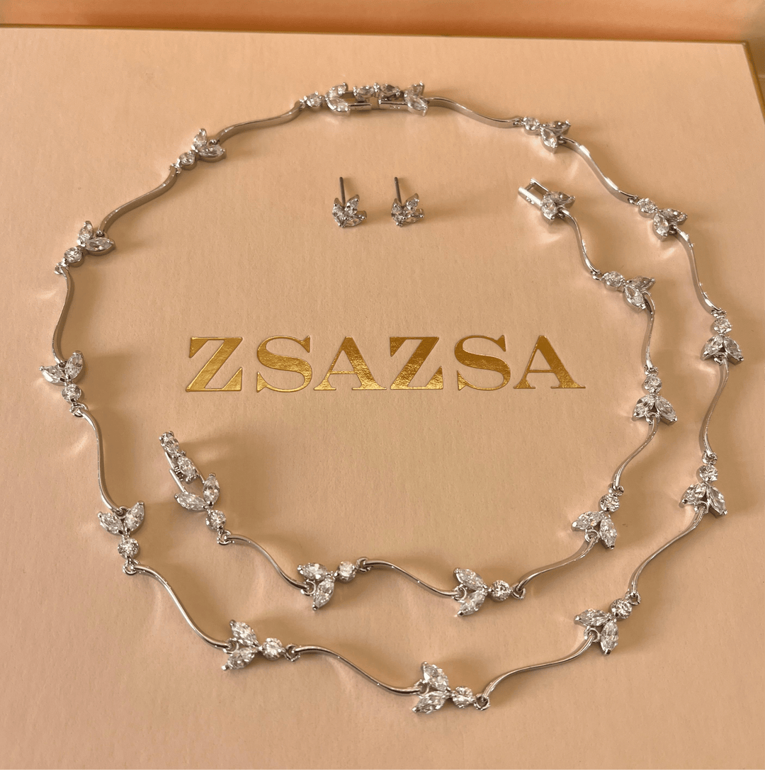 Silver zircone marquise set