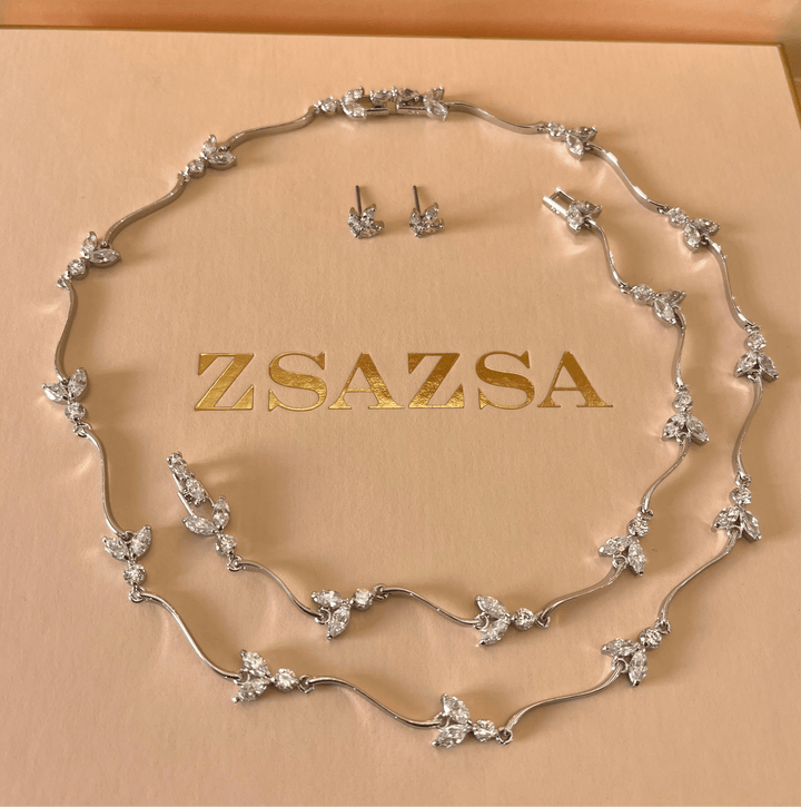 Silver zircone marquise set