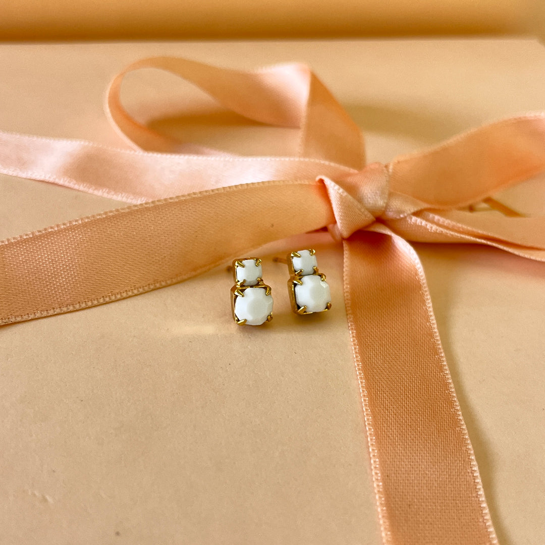 Matte white Swarovski crystals studs