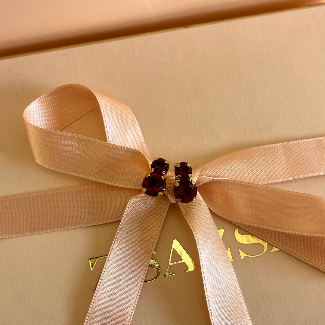 Dark red Swarovski crystals set