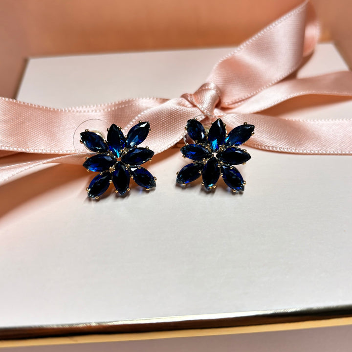 navy blue marquise studs