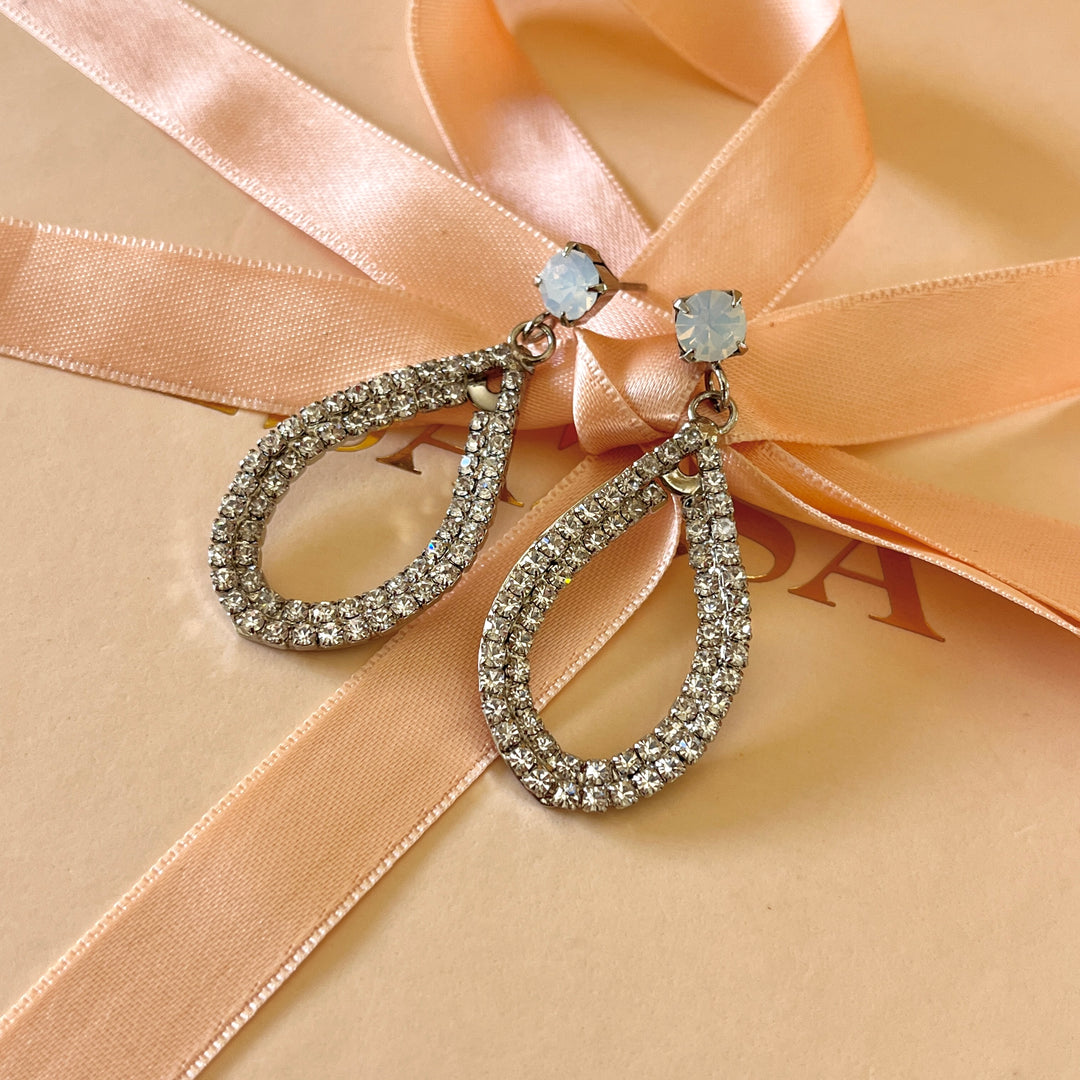 White Swarovski crystals earrings