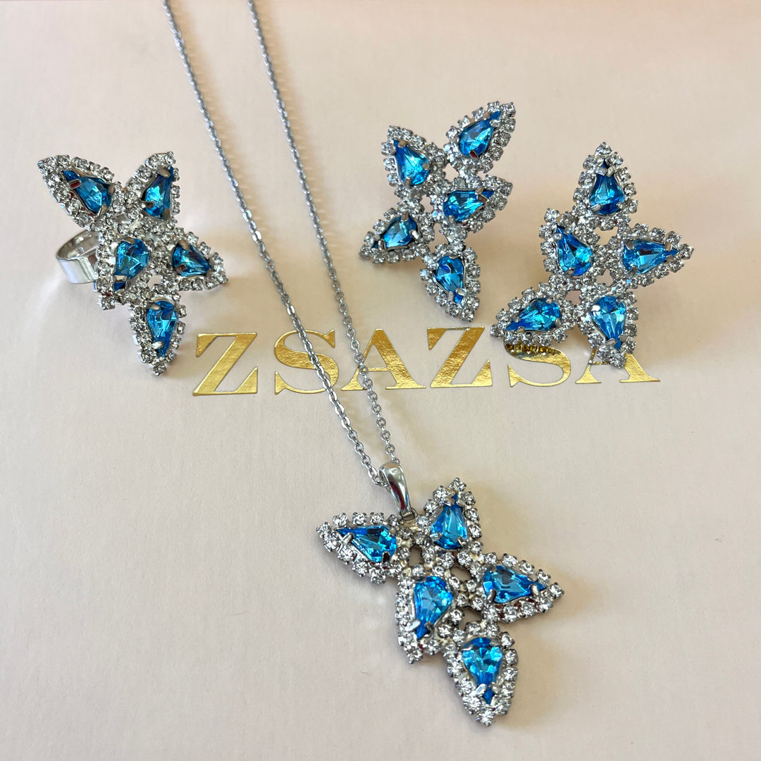 Turquoise preciosa crystals set