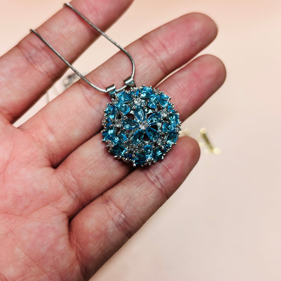 Flower zircone silver set