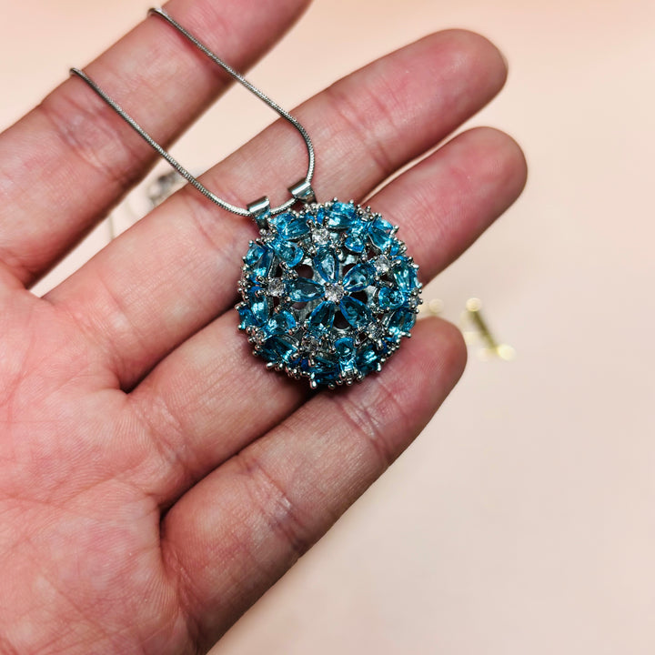 Flower zircone silver set