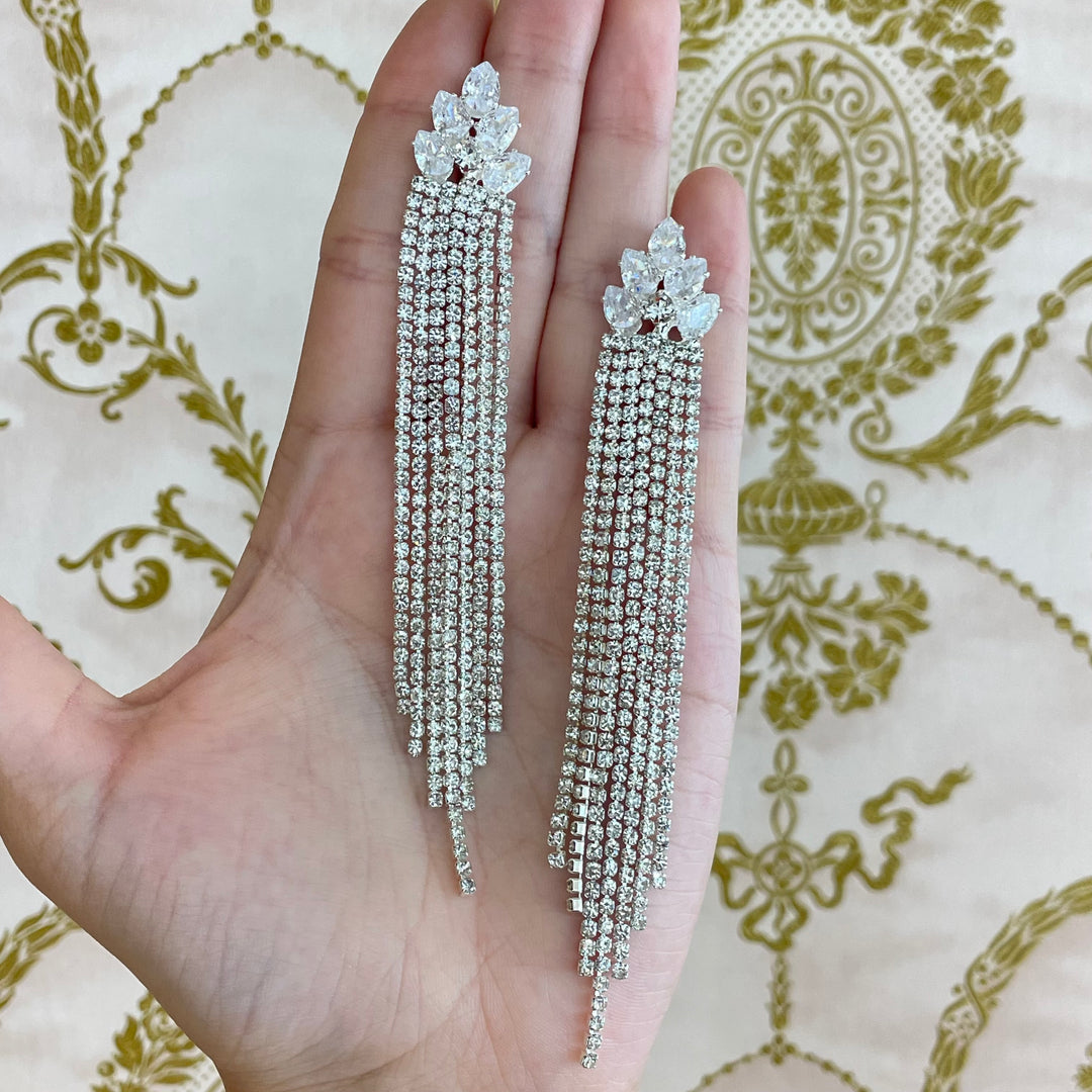 Marquise fringe earrings