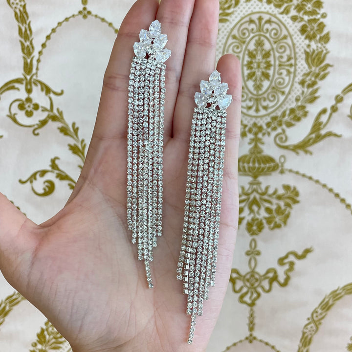 Marquise fringe earrings